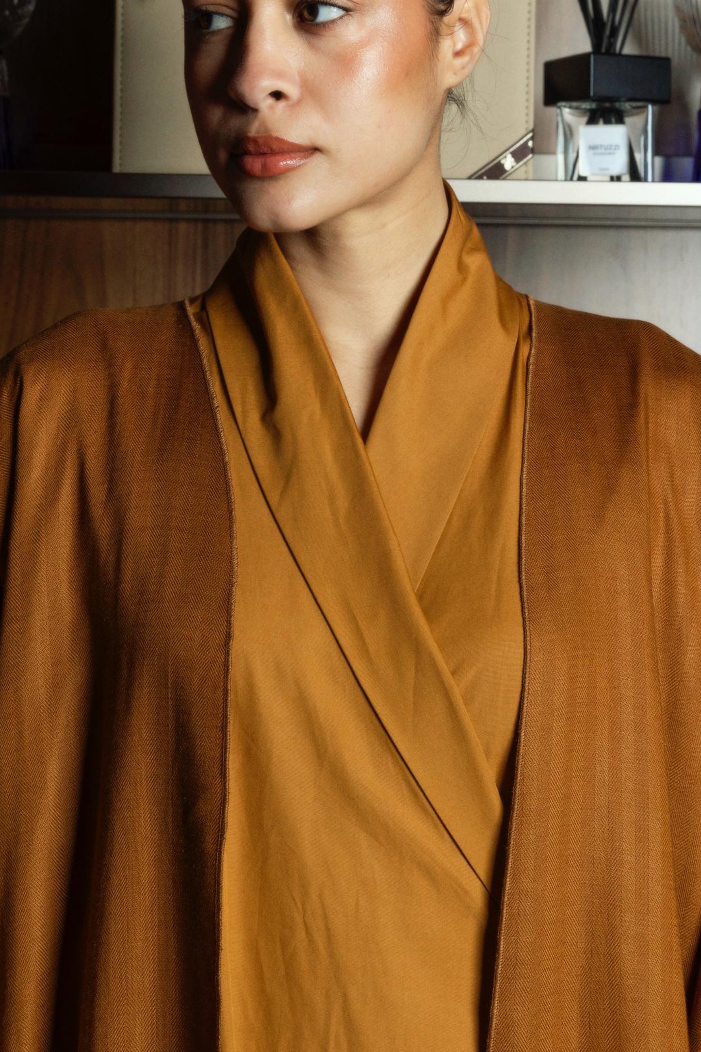 Bisht & Wrap Kaftan in Mustard