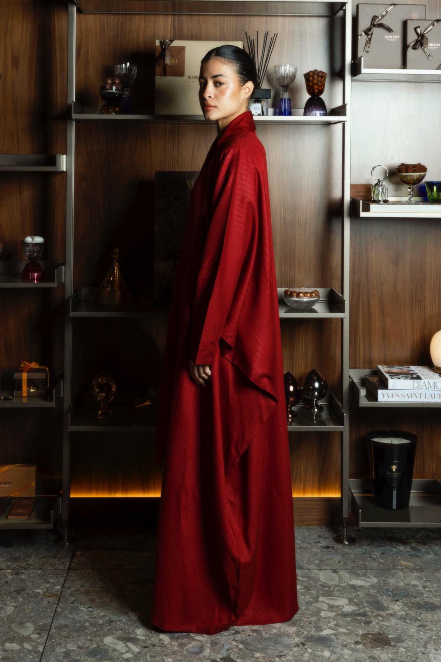 Bisht & Wrap Kaftan in Red