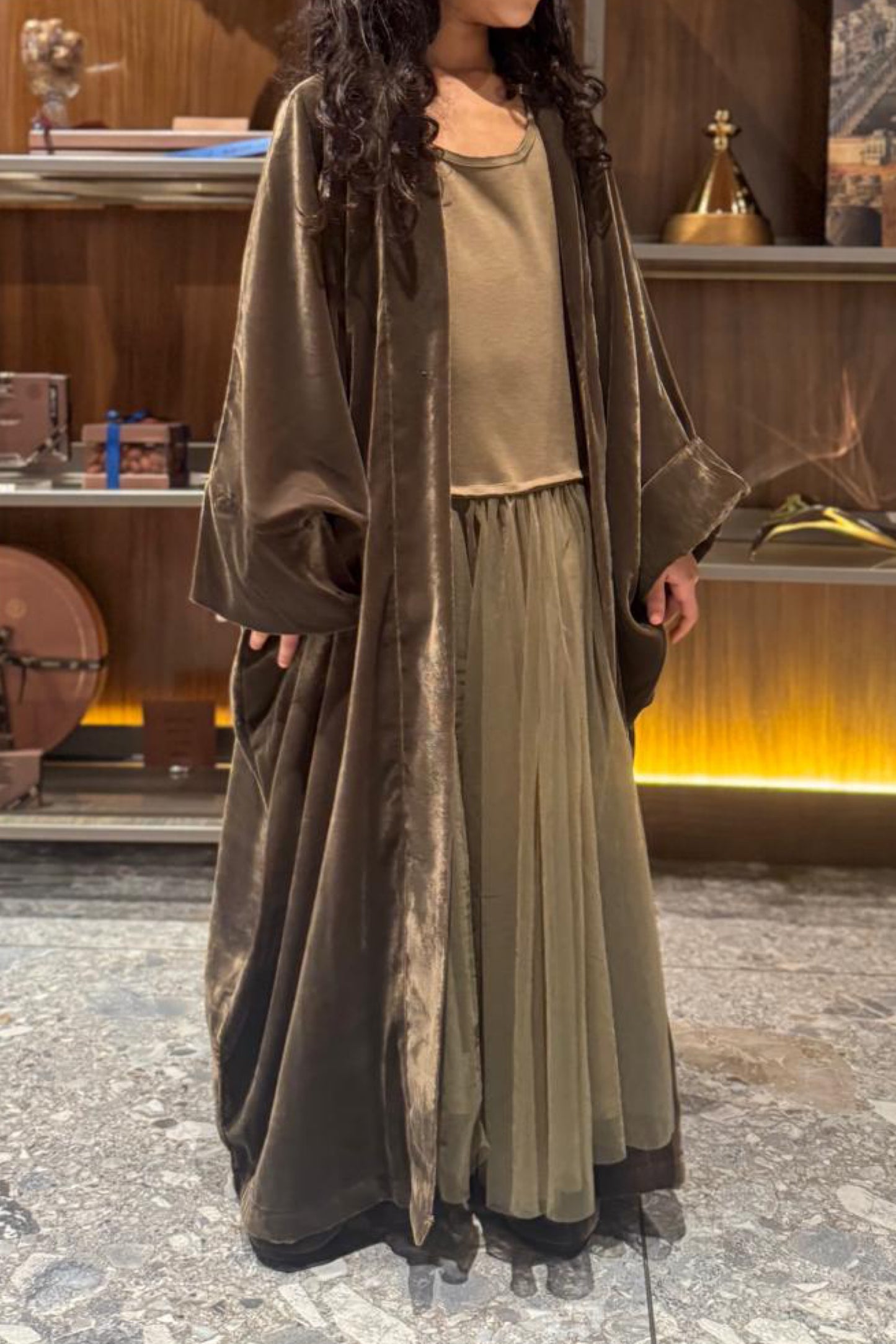 Velvet Khaki Kaftan