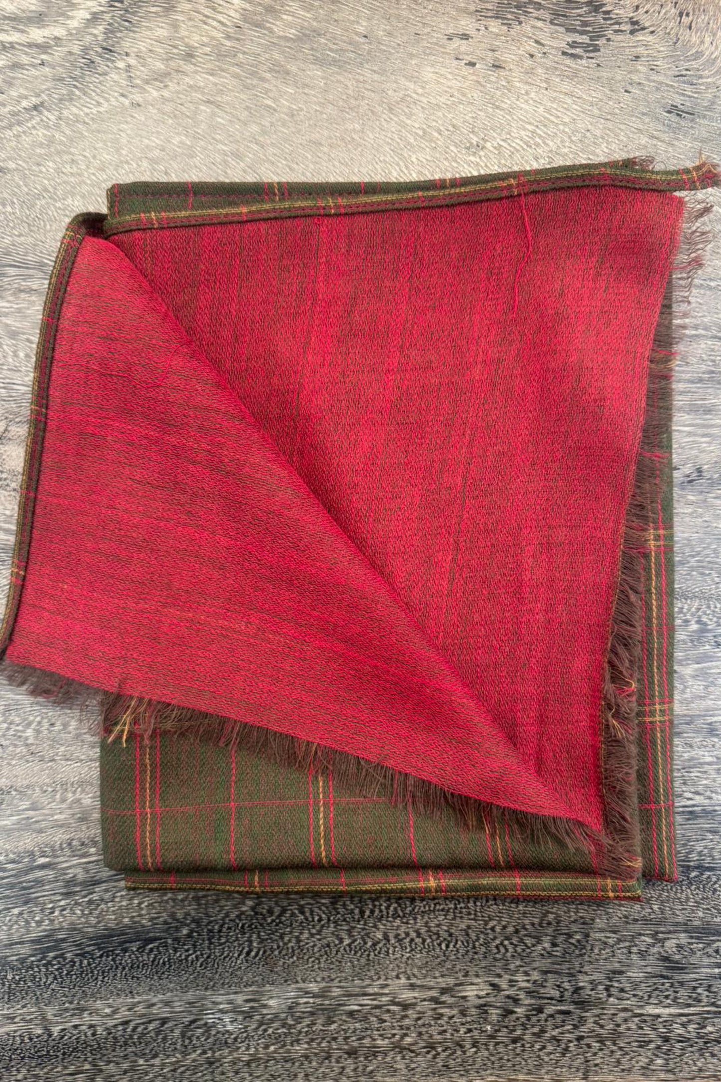 Double Faced Olive Cashmere Shawl