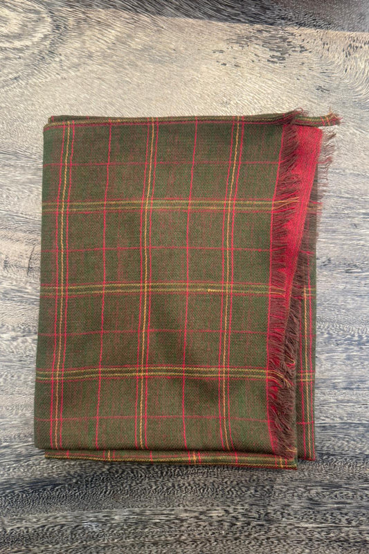 Double Faced Olive Cashmere Shawl