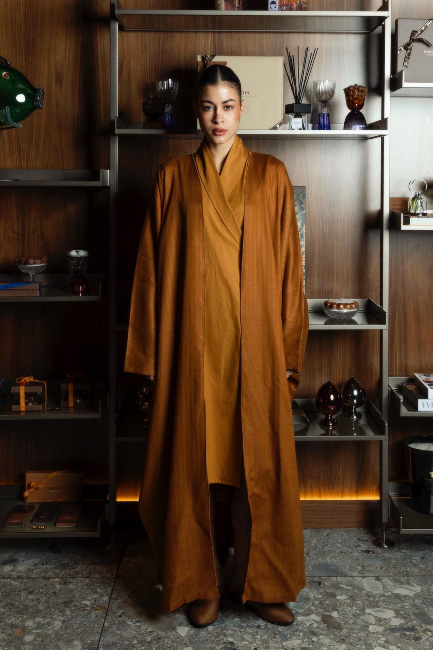 Bisht & Wrap Kaftan in Mustard