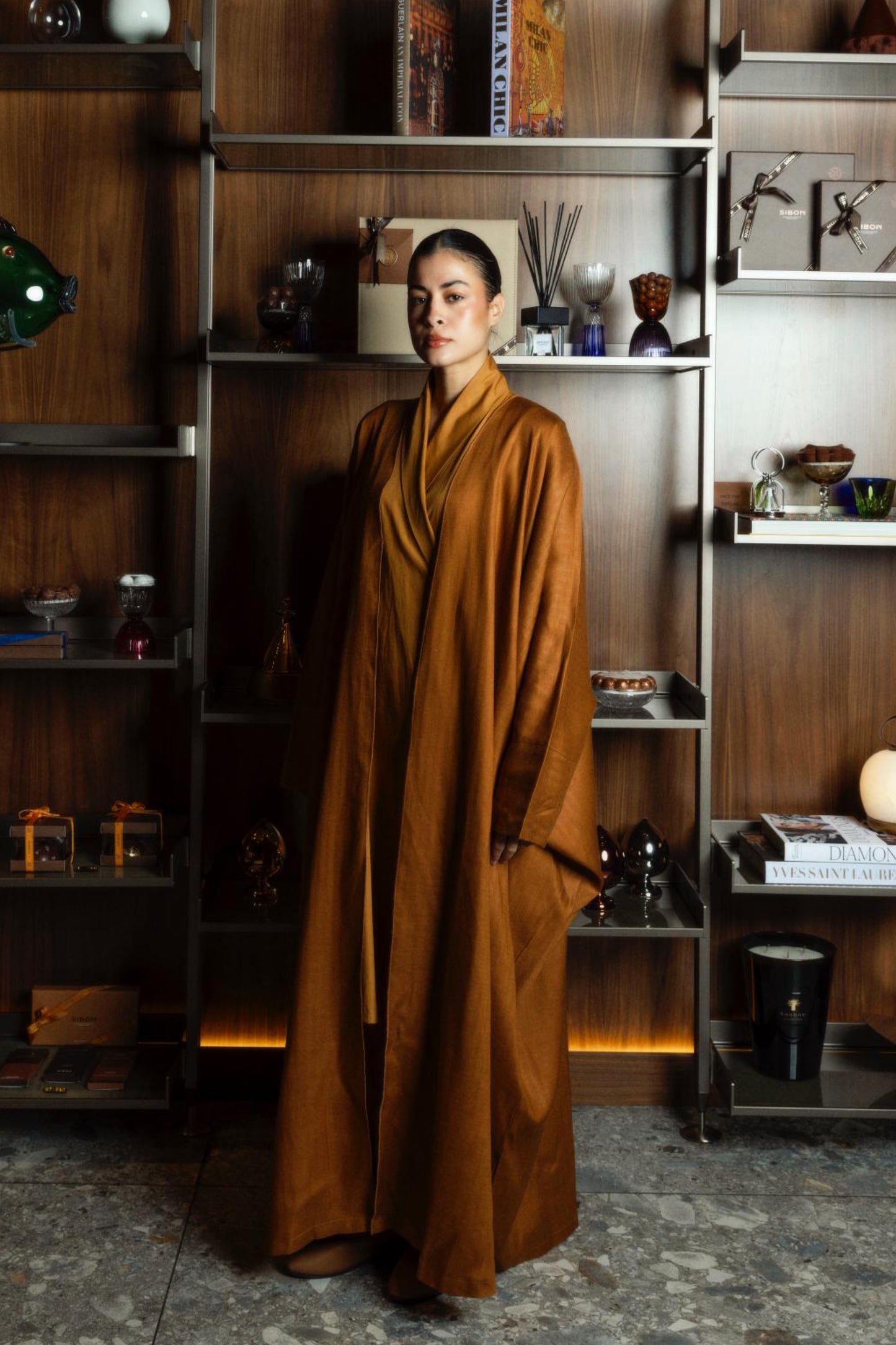 Bisht & Wrap Kaftan in Mustard