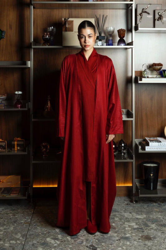 Bisht & Wrap Kaftan in Red
