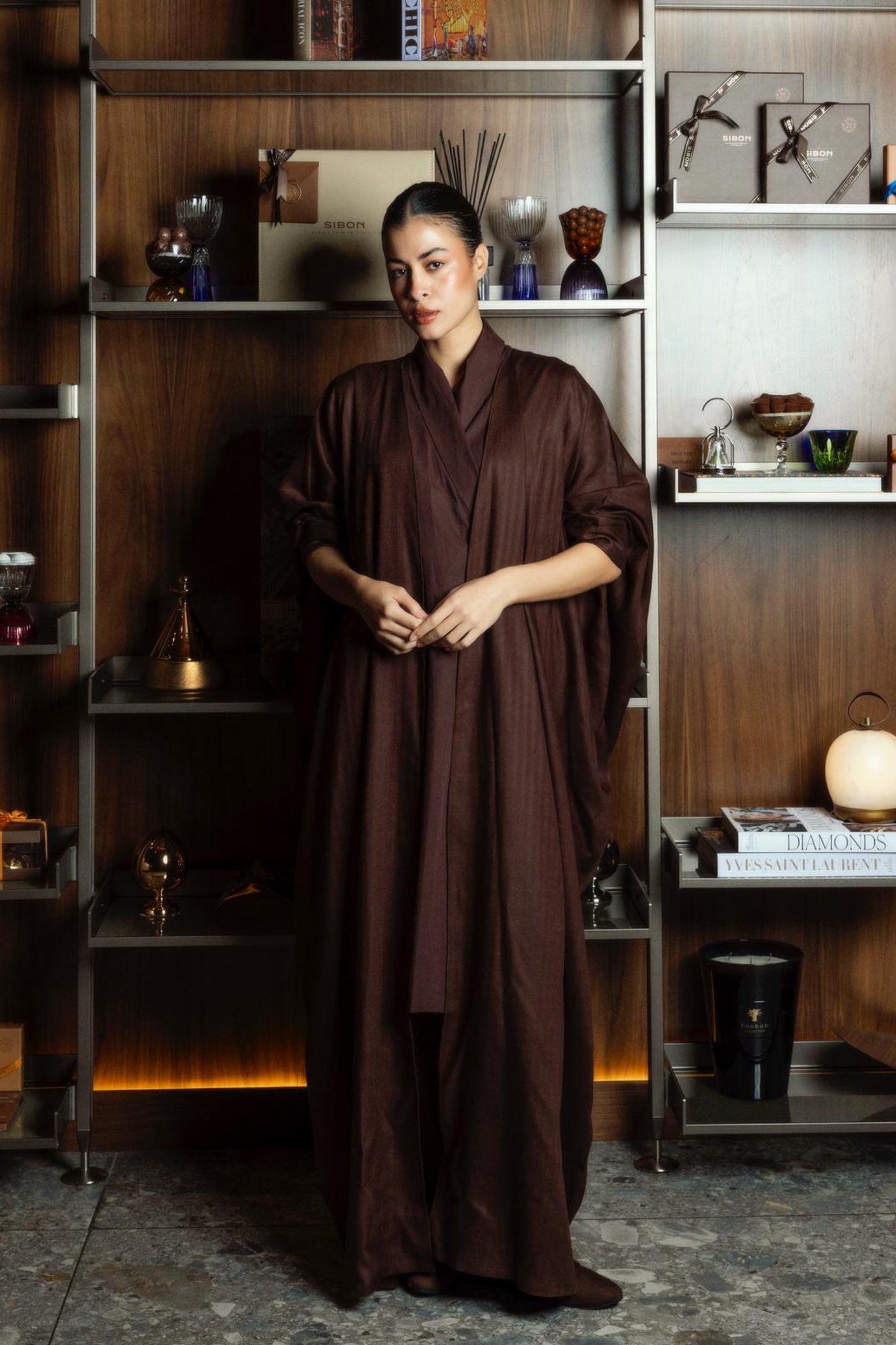 Bisht & Wrap Kaftan in Brown