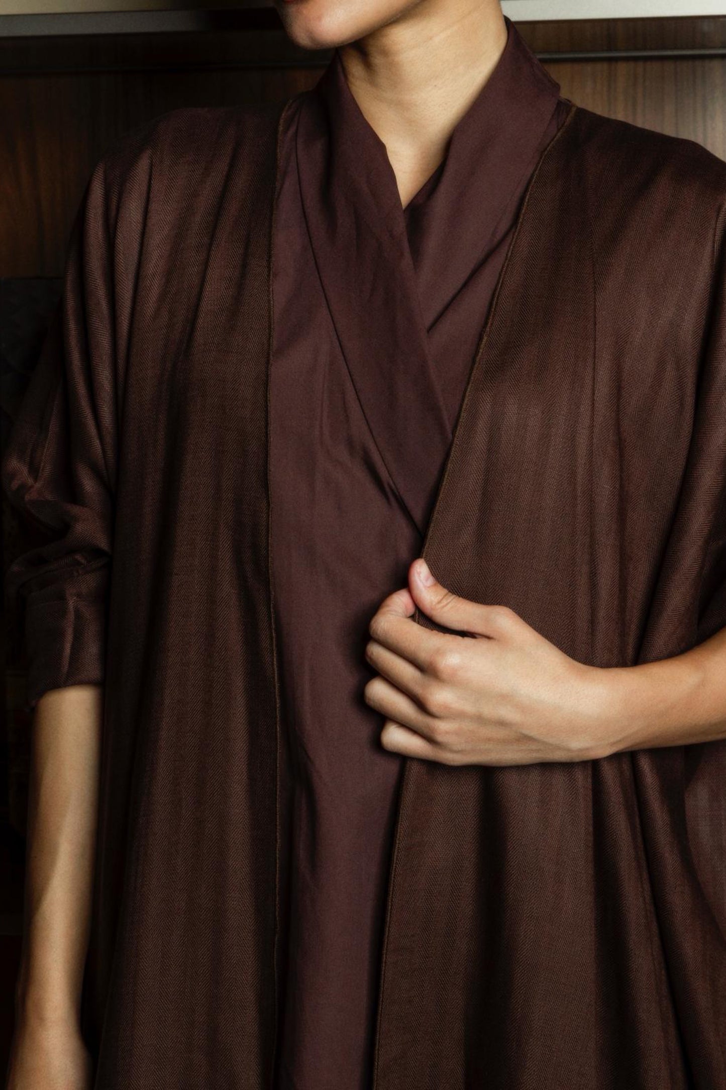 Bisht & Wrap Kaftan in Brown