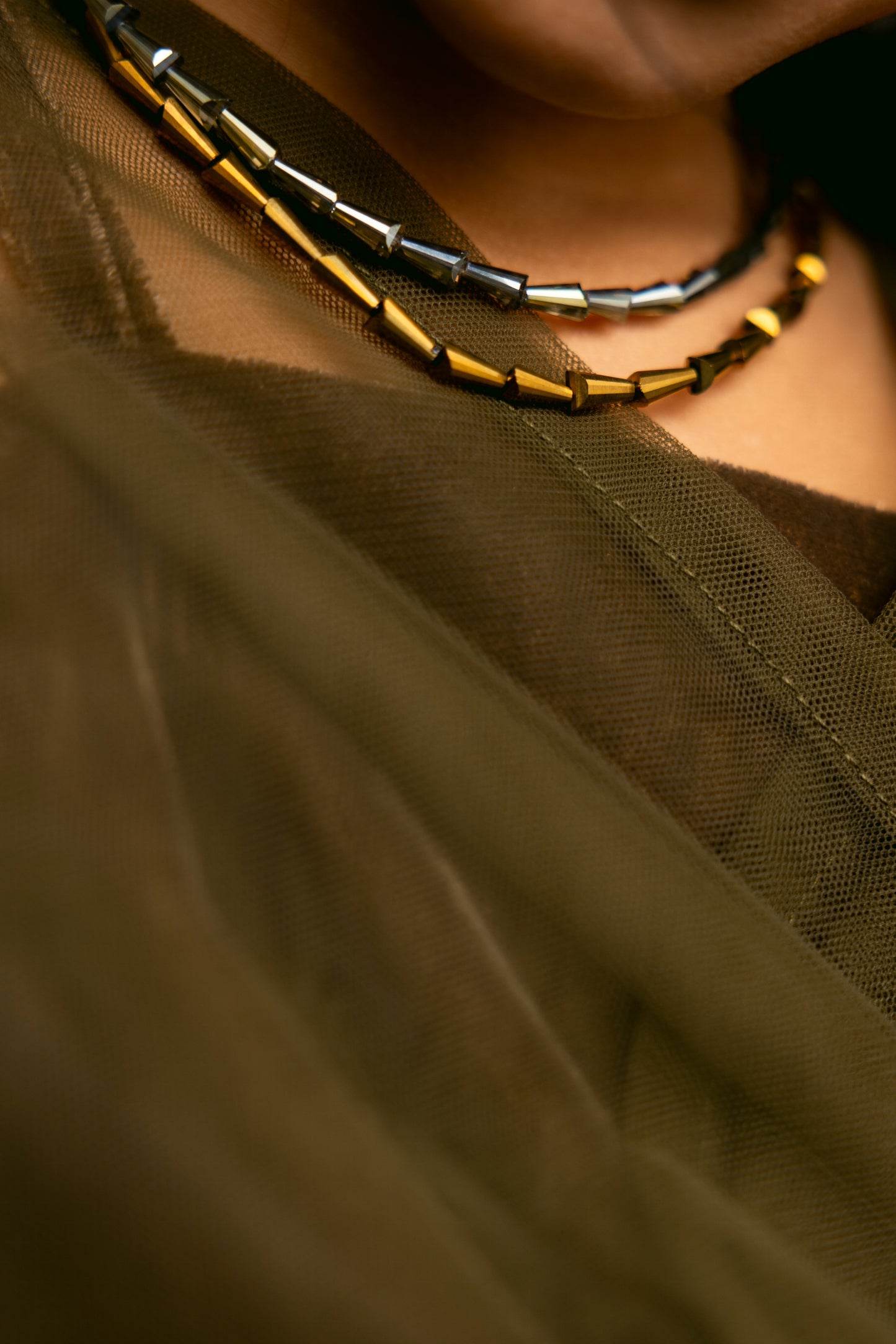 Patterned Gold Necklace.