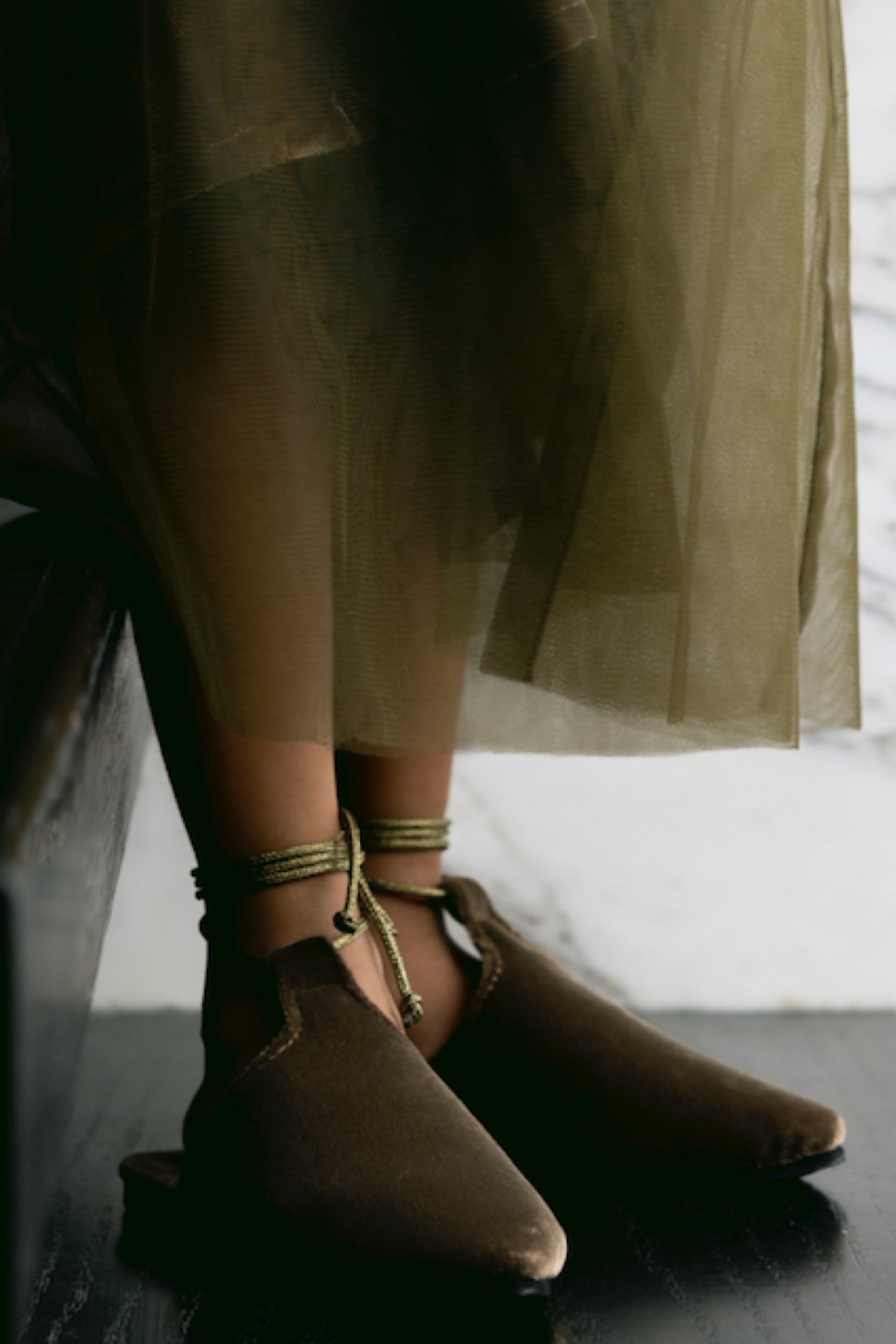 Olive Velvet Babouche
