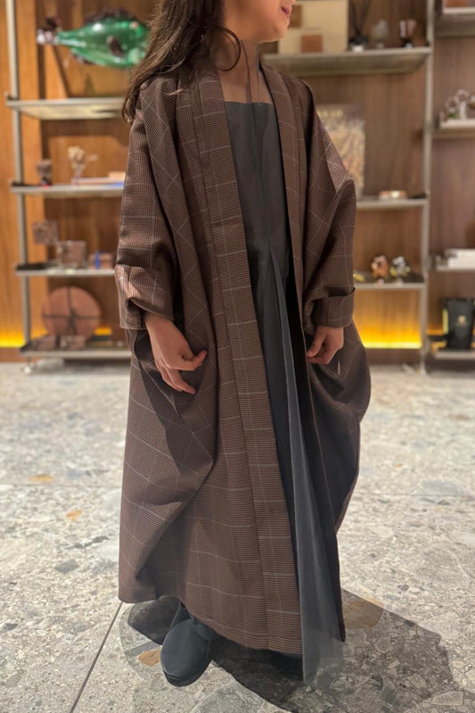 Checked Brown Bisht Kaftan